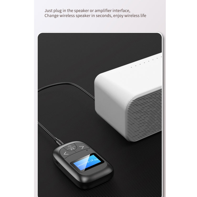 T-14 Bluetooth 5.0 2 In 1 LCD Digital Display Bluetooth Adapter Receiver Transmitter(Black) - Bluetooth Adapters by PMC TechLife | Online Shopping South Africa | PMC TechLife | Buy Now Pay Later Mobicred