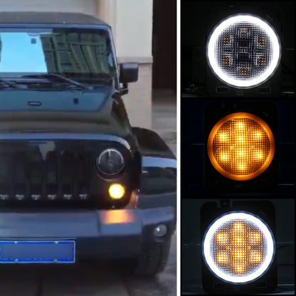 8W DC 12V Car SUV Refit LED Wheel Eyebrow Turn Signal for Jeep Wrangler JK 07-17, Specification: Smoke Black with Aperture - Arrow Turn Lights by PMC Jewellery | Online Shopping South Africa | PMC Jewellery | Buy Now Pay Later Mobicred