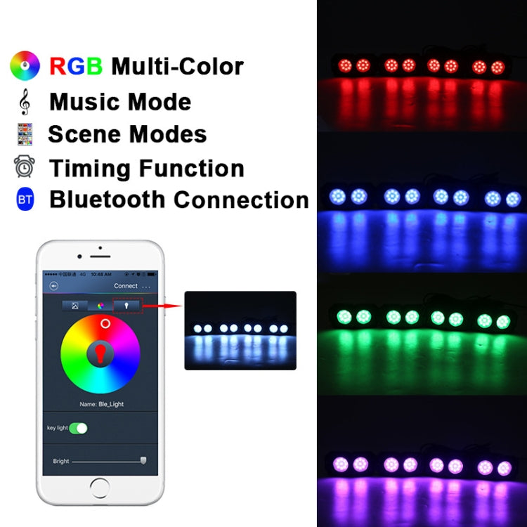 DC12-24V 18/27/36W 8 in 1 Dual-row RGB Mobile Phone Bluetooth APP Control Car Bottom Light / Chassis Light / Yacht Deck Light - Decorative Lights by PMC Jewellery | Online Shopping South Africa | PMC Jewellery | Buy Now Pay Later Mobicred