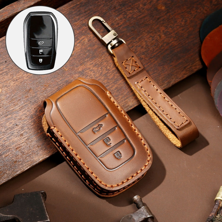 Hallmo Car Cowhide Leather Key Protective Cover Key Case for Toyota Corolla 2017 3-button(Brown) - free shipping - PMC TechLife - Order now!
