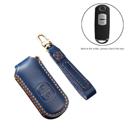 Hallmo Car Cowhide Leather Key Protective Cover Key Case for Mazda Axela 2-button(Black) - Car Key Cases by Hallmo | Online Shopping South Africa | PMC Jewellery | Buy Now Pay Later Mobicred