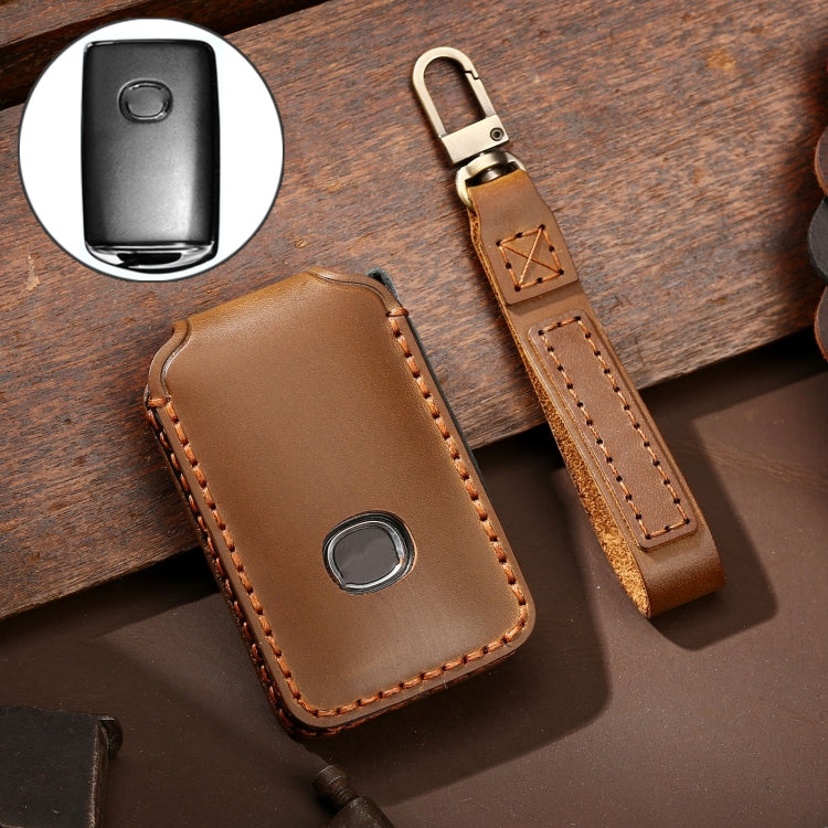 Hallmo Car Cowhide Leather Key Protective Cover Key Case for New Mazda Axela(Brown) - Car Key Cases by Hallmo | Online Shopping South Africa | PMC Jewellery | Buy Now Pay Later Mobicred