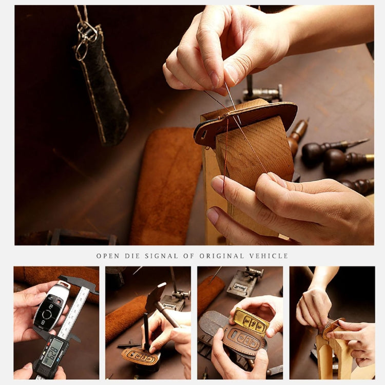 Hallmo Car Cowhide Leather Key Protective Cover Key Case for Changan CS75 Plus(Brown) - Car Key Cases by Hallmo | Online Shopping South Africa | PMC TechLife | Buy Now Pay Later Mobicred
