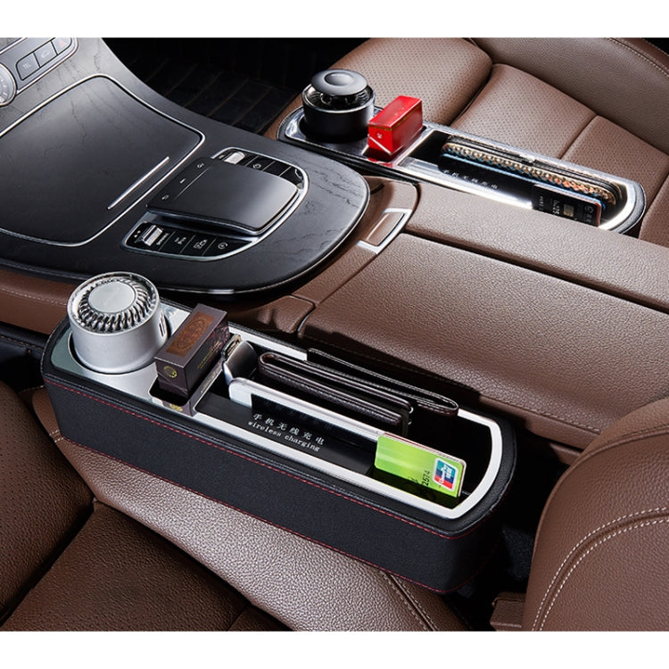 Car Multi-functional Wireless Fast Charge Console PU Leather Box Cup Holder Seat Gap Side Storage Box (Black) - Stowing Tidying by PMC TechLife | Online Shopping South Africa | PMC TechLife | Buy Now Pay Later Mobicred