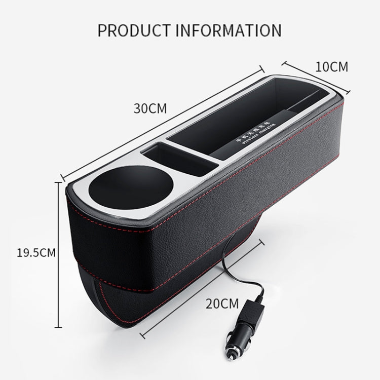 Car Multi-functional Wireless Fast Charge Console PU Leather Box Cup Holder Seat Gap Side Storage Box (Black) - Stowing Tidying by PMC TechLife | Online Shopping South Africa | PMC TechLife | Buy Now Pay Later Mobicred