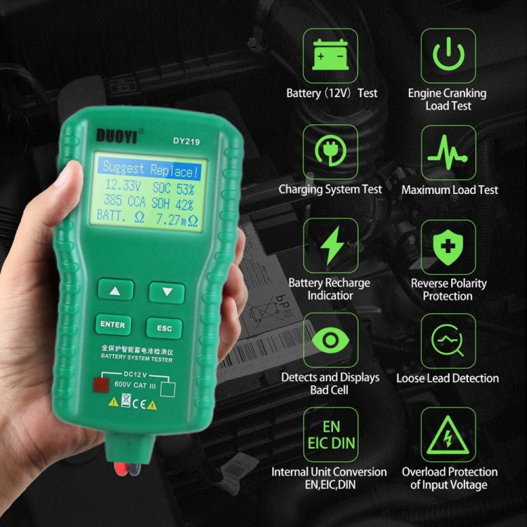 DUOYI DY219 Digital Battery Analyzer Car Fault Diagnostic Device Current and Voltage Detector - Electronic Test by DUOYI | Online Shopping South Africa | PMC Jewellery | Buy Now Pay Later Mobicred