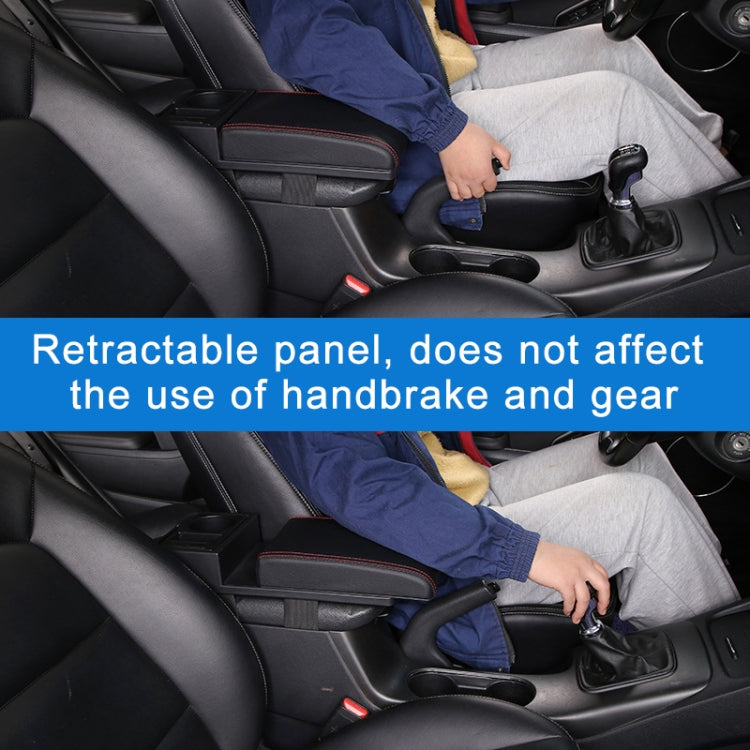Car Multi-functional Dual USB Armrest Box Booster Pad, Microfiber Leather Straight Type (Black Red) - Seat Accessories by PMC TechLife | Online Shopping South Africa | PMC TechLife | Buy Now Pay Later Mobicred