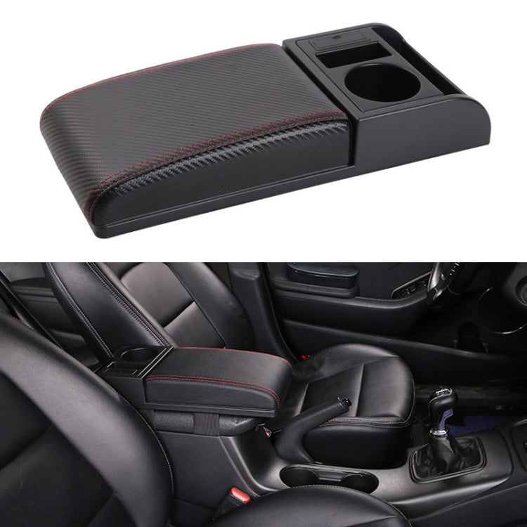 Car Multi-functional Dual USB Armrest Box Booster Pad, Carbon Fiber Leather Straight Type (Black Red) - Seat Accessories by PMC Jewellery | Online Shopping South Africa | PMC Jewellery | Buy Now Pay Later Mobicred