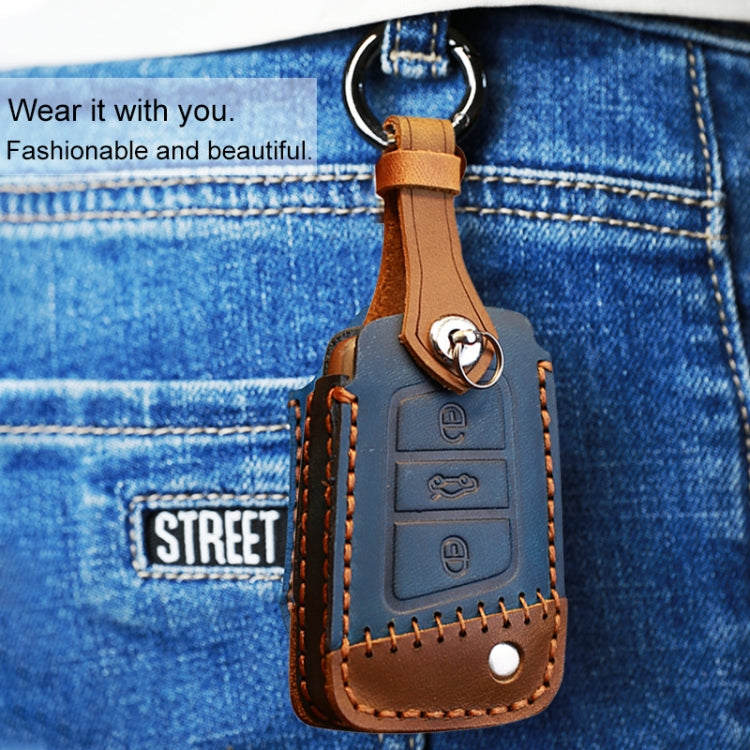 For Volkswagen Car Cowhide Leather Key Protective Cover Key Case, A Version(Brown) - free shipping - PMC TechLife - Order now!