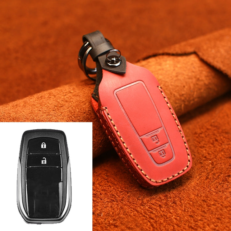 For Toyota Car Cowhide Leather Key Protective Cover Key Case, Two Keys Version (Red) - Car Key Cases by PMC TechLife | Online Shopping South Africa | PMC TechLife