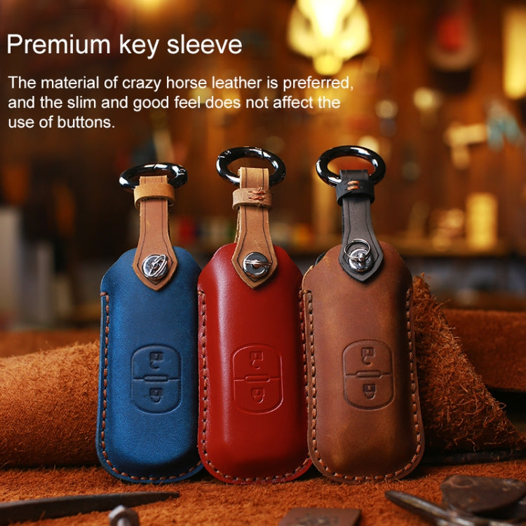 For Mazda Old Style Hallmo Car Cowhide Leather Key Protective Cover Key Case, Three Keys Version(Red) - free shipping - PMC Jewellery - Order now!