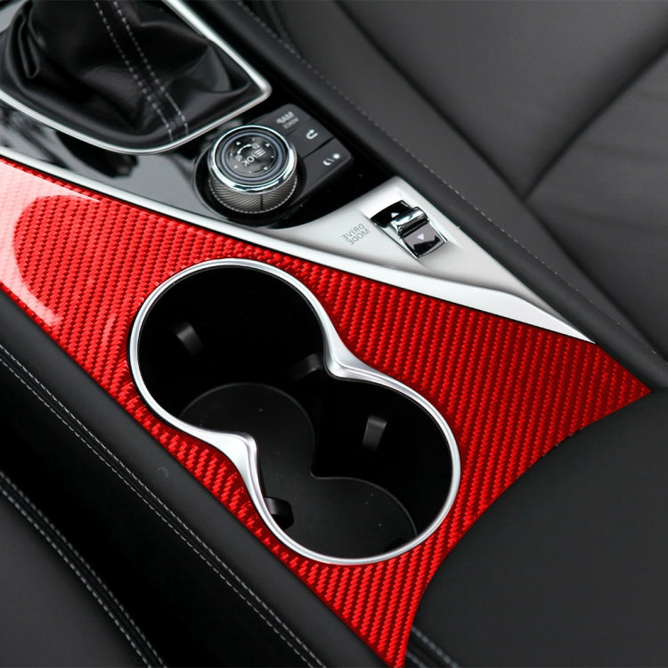 Car Carbon Fiber Water Cup Holder Panel Decorative Sticker for Infiniti Q50 2014-2020, Right Drive(Red) - Car Interior Mouldings by PMC Jewellery | Online Shopping South Africa | PMC Jewellery | Buy Now Pay Later Mobicred