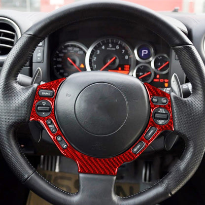 Carbon Fiber Car Steering Wheel Buttons Decorative Sticker for Nissan GTR R35 2008-2016, Left and Right Driving Universal (Red) - Car Interior Mouldings by PMC Jewellery | Online Shopping South Africa | PMC Jewellery | Buy Now Pay Later Mobicred