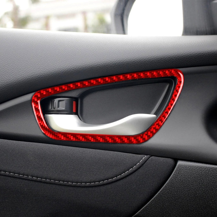 Car Carbon Fiber Inside Door Wrist Frame Decorative Sticker for Honda Tenth Generation Civic 2016-2019, Left and Right Drive Universal (Red) - Car Interior Mouldings by PMC Jewellery | Online Shopping South Africa | PMC Jewellery | Buy Now Pay Later Mobicred