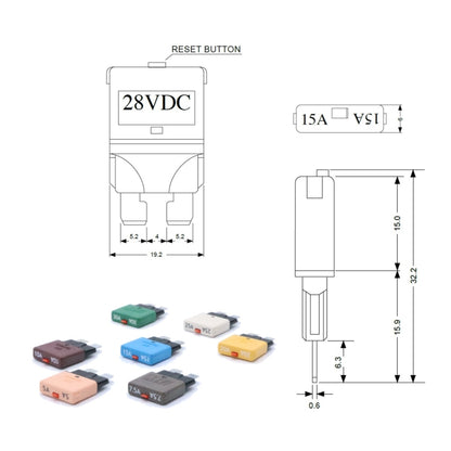 25AMP DC28V Circuit Breaker Trip Fuses Standard Blade Fuse Manual Reset - Fuse by PMC Jewellery | Online Shopping South Africa | PMC Jewellery | Buy Now Pay Later Mobicred