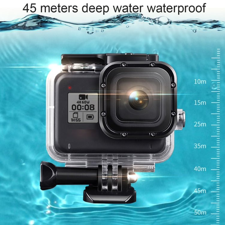 For GoPro HERO8 Black 45m Waterproof Housing Protective Case with Buckle Basic Mount & Screw & (Purple, Red, Pink) Filters & Floating Bobber Grip & Strap & Anti-Fog Inserts (Transparent) - Waterproof Cases by PMC Jewellery | Online Shopping South Africa | PMC Jewellery | Buy Now Pay Later Mobicred