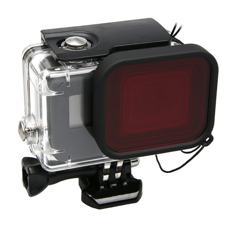 For GoPro HERO5 30m Waterproof PC & ABS Housing Protective Case + Camera Lens Red Quadrate Filter with Buckle Basic Mount & Long Screw & Anti-lost Hand Strap - Waterproof Cases by PMC Jewellery | Online Shopping South Africa | PMC Jewellery | Buy Now Pay Later Mobicred