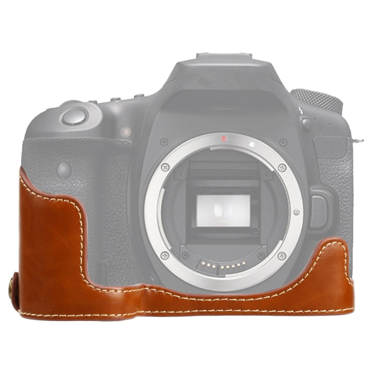 1/4 inch Thread PU Leather Camera Half Case Base for Canon EOS 90D (Brown) - free shipping - PMC TechLife - Order now!