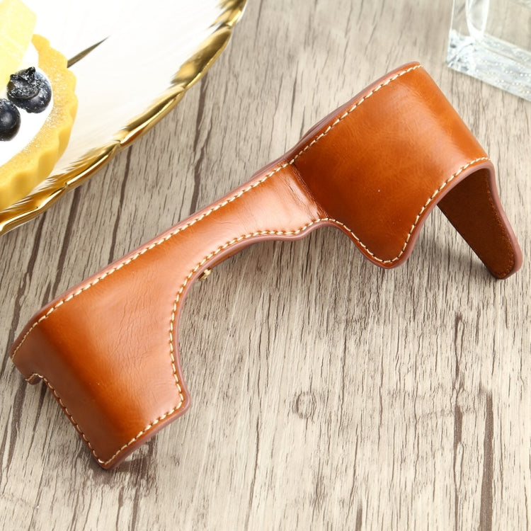 1/4 inch Thread PU Leather Camera Half Case Base for Sony ILCE-7RM4 / A7RM4 / A7R IV (Brown) - free shipping - PMC TechLife - Order now!