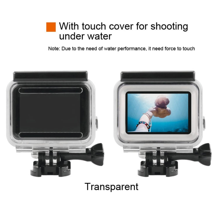 45m Waterproof Housing Protective Case + Touch Screen Back Cover for GoPro NEW HERO /HERO6 /5, with Buckle Basic Mount & Screw & (Purple, Red, Pink) Filters, No Need to Remove Lens (Transparent) - Waterproof Cases by PMC Jewellery | Online Shopping South Africa | PMC Jewellery | Buy Now Pay Later Mobicred