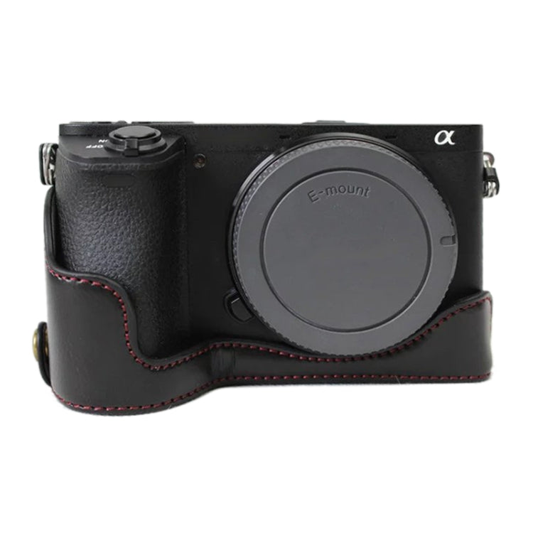 1/4 inch Thread PU Leather Camera Half Case Base for Sony ILCE-A6500 / A6500 (Black) - Half Case by PMC TechLife | Online Shopping South Africa | PMC TechLife | Buy Now Pay Later Mobicred