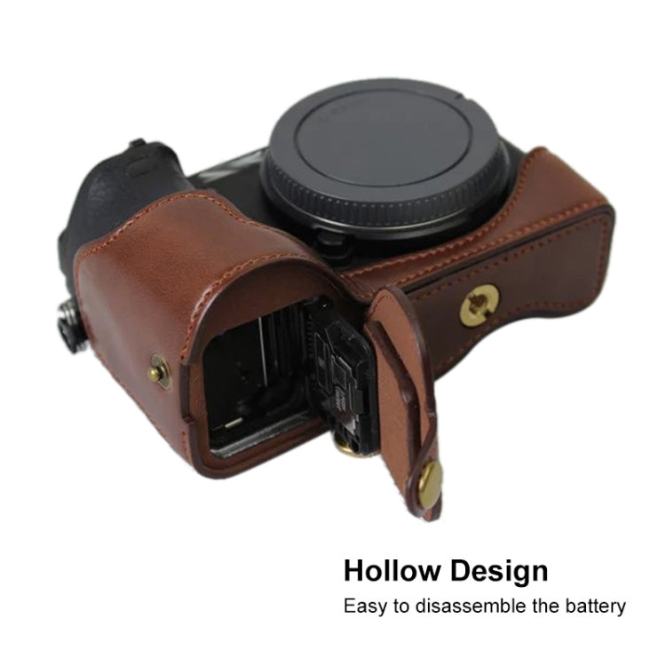 1/4 inch Thread PU Leather Camera Half Case Base for Sony ILCE-A6500 / A6500 (Coffee) - Half Case by PMC TechLife | Online Shopping South Africa | PMC TechLife | Buy Now Pay Later Mobicred