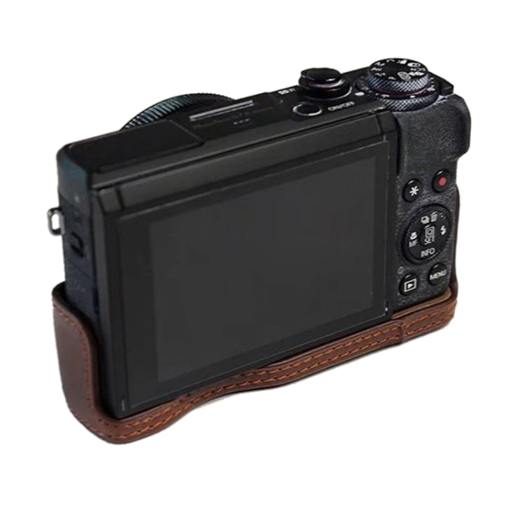 1/4 inch Thread PU Leather Camera Half Case Base for Canon G7 X Mark III / G7 X3 (Brown) - Half Case by PMC TechLife | Online Shopping South Africa | PMC TechLife | Buy Now Pay Later Mobicred
