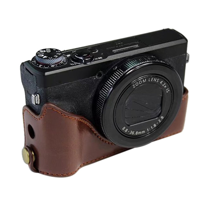 1/4 inch Thread PU Leather Camera Half Case Base for Canon G7 X Mark III / G7 X3 (Coffee) - Half Case by PMC TechLife | Online Shopping South Africa | PMC TechLife | Buy Now Pay Later Mobicred