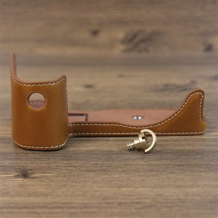 For Canon EOS R7 1/4 inch Thread PU Leather Camera Half Case Base (Brown) - free shipping - PMC TechLife - Order now!