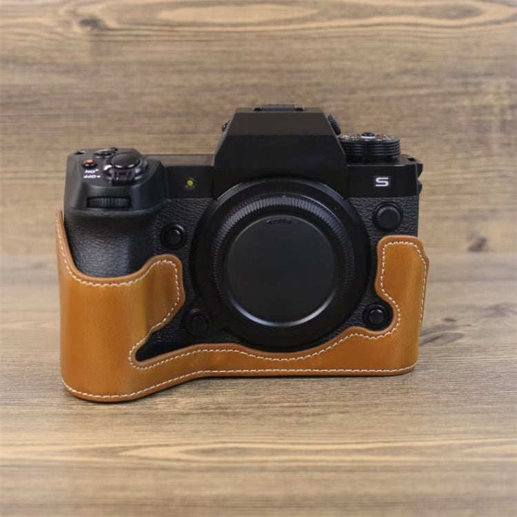 For Fujifilm XH2S 1/4 inch Thread PU Leather Camera Half Case Base (Brown) - Half Case by PMC TechLife | Online Shopping South Africa | PMC TechLife | Buy Now Pay Later Mobicred