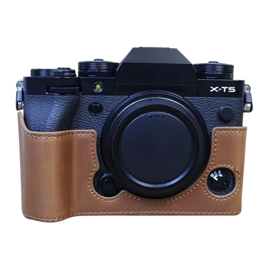 For FUJIFILM X-T5 1/4 inch Thread PU Leather Camera Half Case Base (Coffee) - Half Case by PMC Jewellery | Online Shopping South Africa | PMC Jewellery | Buy Now Pay Later Mobicred