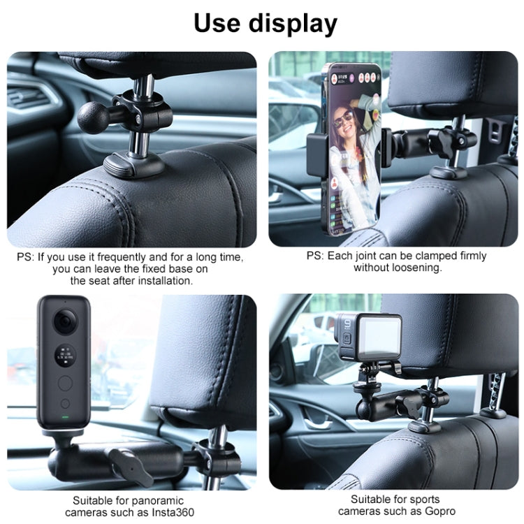 25mm Ballhead Car Front Seat Handlebar Fixed Mount Holder with Tripod Adapter & Screw & Phone Clamp & Anti-lost Silicone Case for GoPro Hero12 Black / Hero11 /10 /9 /8 /7 /6 /5, Insta360 Ace / Ace Pro, DJI Osmo Action 4 and Other Action Cameras - Connection Mount by PMC Jewellery | Online Shopping South Africa | PMC Jewellery | Buy Now Pay Later Mobicred