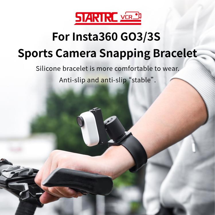 For Insta360 GO 3S / GO 3 STARTRC Silicone Wristband Snap Ring Quick Release Fixed Adapter Mount (Black) - free shipping - PMC TechLife - Order now!