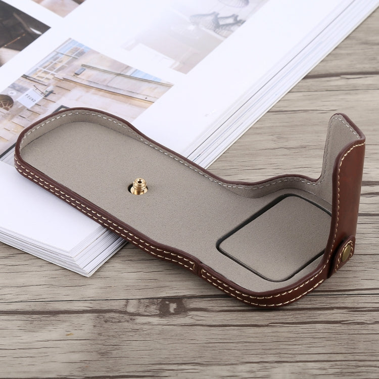 1/4 inch Thread PU Leather Camera Half Case Base for Canon EOS 5D Mark IV / 5D Mark III(Coffee) - Half Case by PMC TechLife | Online Shopping South Africa | PMC TechLife