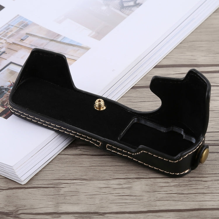1/4 inch Thread PU Leather Camera Half Case Base for Olympus EM5 / EM5 Mark II (Black) - free shipping - PMC TechLife - Order now!