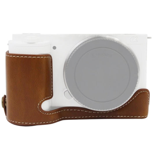 1/4 inch Thread PU Leather Camera Half Case Base for Sony ZV-E10 / ZV-E10L (Brown) - Half Case by PMC Jewellery | Online Shopping South Africa | PMC Jewellery | Buy Now Pay Later Mobicred