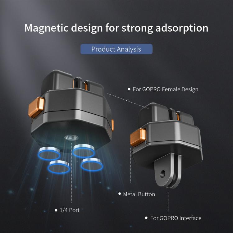 STARTRC VCR Snap-Mag Magnetic Quick Release Base Mount For GoPro (Black) - free shipping - PMC TechLife - Order now!