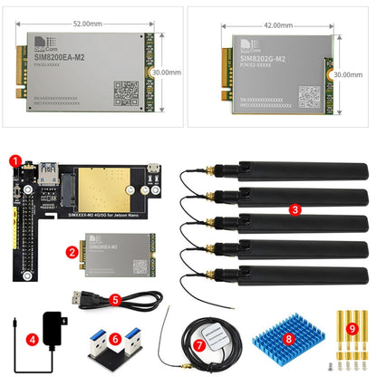 Waveshare SIM8200EA-M2 5G Snapdragon X55 Multi Mode Multi Band 5G/4G/3G Module Expand Board for Jetson Nano, EU Plug - Modules Expansions Accessories by WAVESHARE | Online Shopping South Africa | PMC Jewellery | Buy Now Pay Later Mobicred