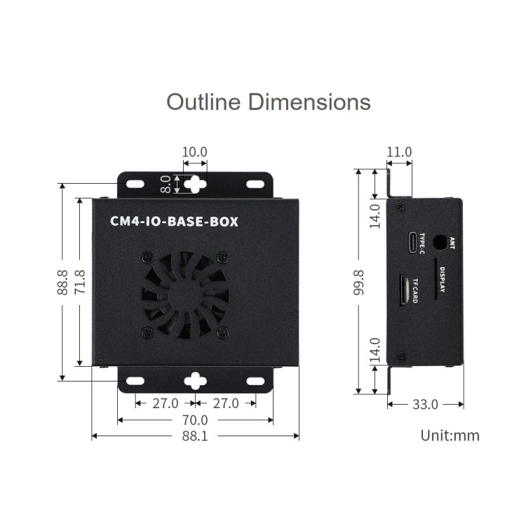 Waveshare Mini IO Board Full Ver Mini-Computer Base Box with Metal Case & Cooling Fan for Raspberry Pi CM4(EU Plug) - Mini PC Accessories by WAVESHARE | Online Shopping South Africa | PMC Jewellery | Buy Now Pay Later Mobicred