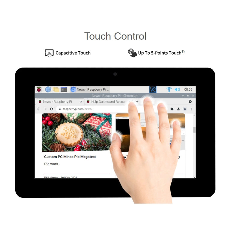 WAVESHARE 8 inch 800 x 480 Capacitive Touch Display for Raspberry Pi, DSI Interface - free shipping - PMC TechLife - Order now!