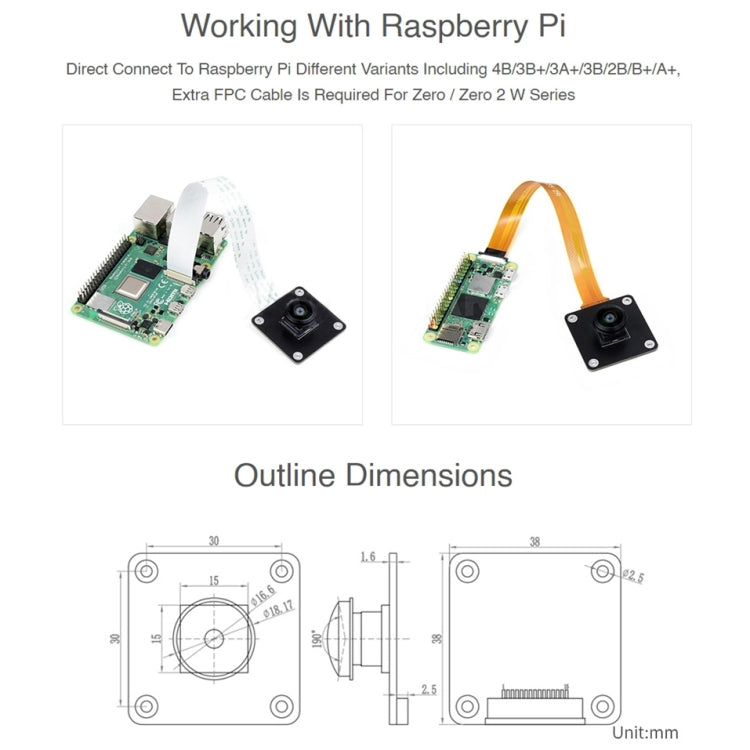 Waveshare IMX378-190 Fisheye Lens 12.3MP Wider Field Camera for Raspberry Pi - Modules Expansions Accessories by WAVESHARE | Online Shopping South Africa | PMC Jewellery | Buy Now Pay Later Mobicred