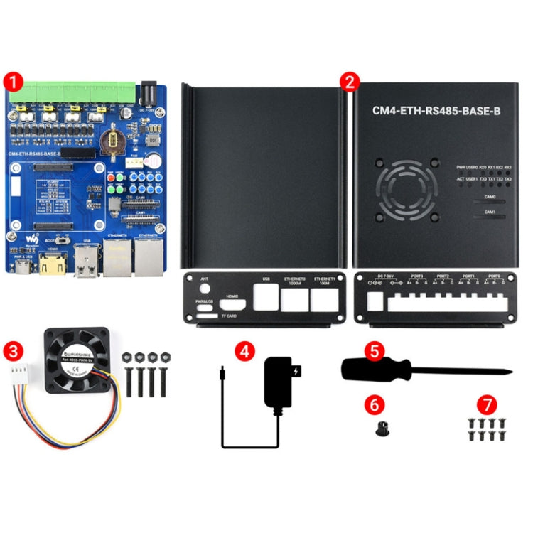 Waveshare Dual ETH Mini-Computer for Raspberry Pi CM4, Gigabit Ethernet, 4CH Isolated RS485(US Plug) - free shipping - PMC Jewellery - Order now!