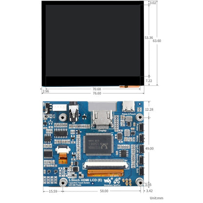 Waveshare 3.5 inch HDMI Capacitive Touch IPS LCD Display (E), 640 x 480, Audio Jack - Modules Expansions Accessories by WAVESHARE | Online Shopping South Africa | PMC Jewellery