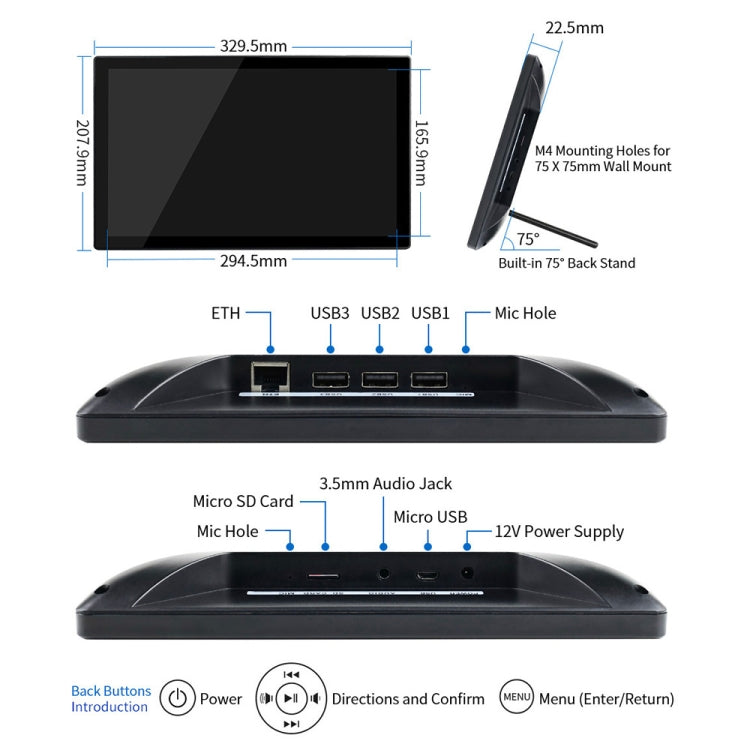 Waveshare 13.3 inch Magic Mirror, Voice Assistant, Touch Control(US Plug) - free shipping - PMC Jewellery - Order now!