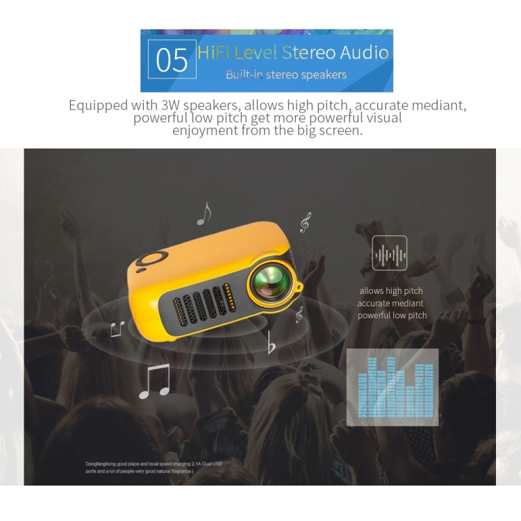 A2000 Portable Projector 800 Lumen LCD Home Theater Video Projector, Support 1080P, AU Plug (Black) - LED Projector by PMC Jewellery | Online Shopping South Africa | PMC Jewellery | Buy Now Pay Later Mobicred