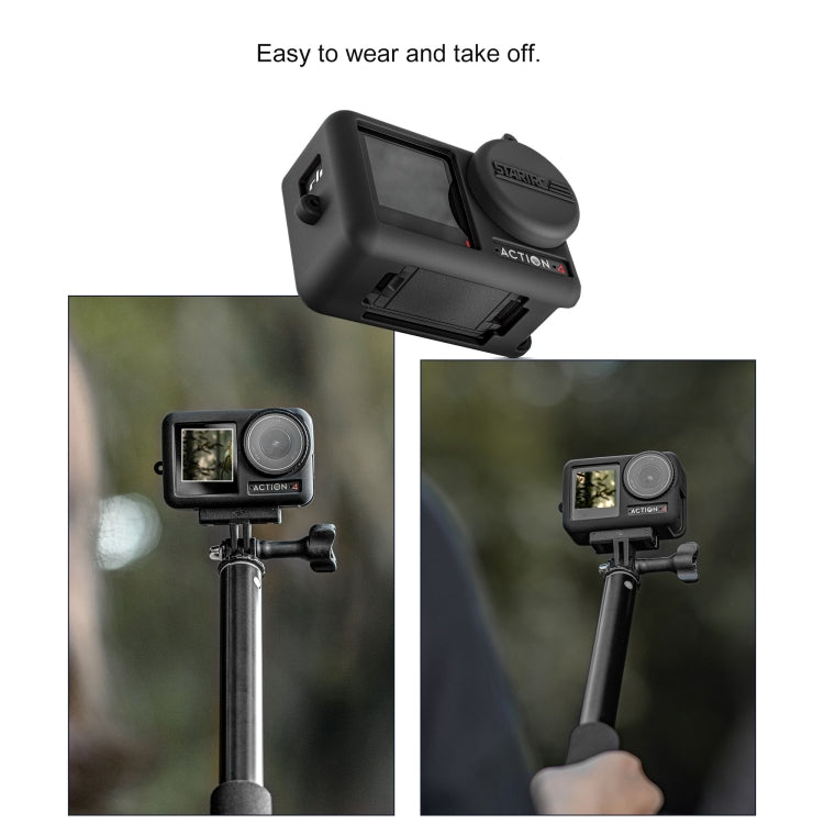 For DJI OSMO Action 4 / 3 STARTRC Silicone Shockproof Case with Lens Cap & Strap (Black) -  by STARTRC | Online Shopping South Africa | PMC Jewellery | Buy Now Pay Later Mobicred