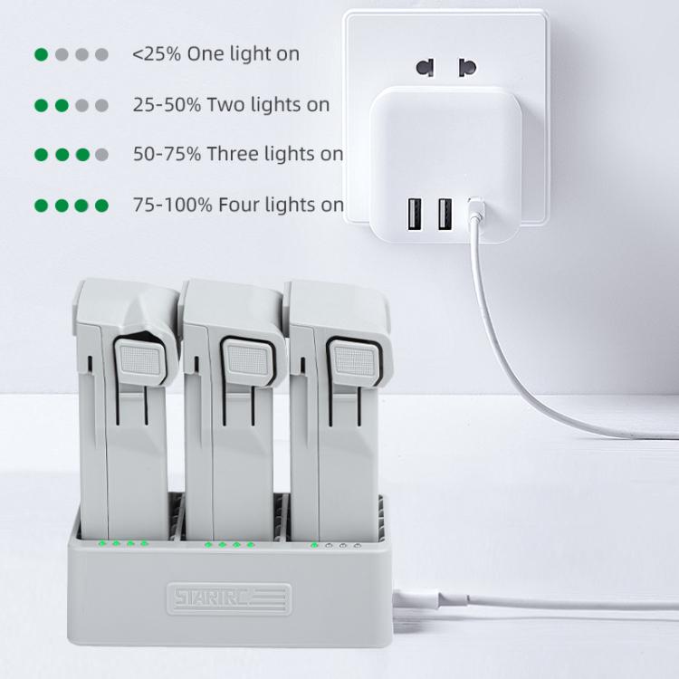For DJI Mini 3 Pro STARTRC 3 in 1 Charging Butler Battery Charger (Grey) - free shipping - PMC TechLife - Order now!