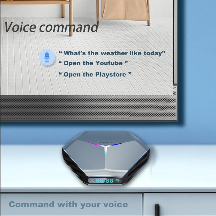 A95X F4 8K UHD Smart TV BOX Android 10.0 Media Player with Remote Control, Amlogic S905X4 Quad Core Cortex-A55 up to 2.0GHz, RAM: 4GB, ROM: 32GB, 2.4GHz/5GHz WiFi, Bluetooth, US Plug(Metallic Blue) - Amlogic S905 by PMC Jewellery | Online Shopping South Africa | PMC Jewellery | Buy Now Pay Later Mobicred