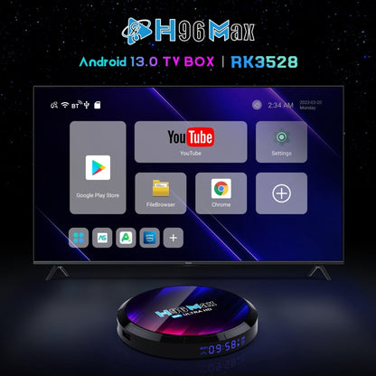 H96 Max 8K Ultra HD Smart TV Box Android 13.0 Media Player with Remote Control, RK3528 Quad-Core, 4GB+32GB(EU Plug) - RK3318 by PMC Jewellery | Online Shopping South Africa | PMC Jewellery | Buy Now Pay Later Mobicred