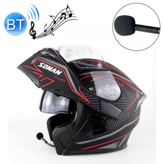 Soman 955 Skyeye Motorcycle Full / Open Face Bluetooth Helmet Headset Full Face, Supports Answer / Hang Up Calls(Black Red) - Helmets by SOMAN | Online Shopping South Africa | PMC Jewellery | Buy Now Pay Later Mobicred